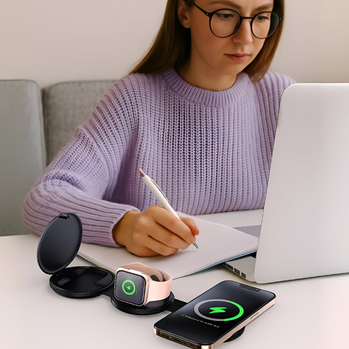 Pursonic 5-in-1 Folding Wireless Charging Station – Power Everything, All at Once-2