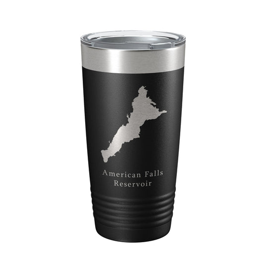 American Falls Reservoir Tumbler Lake Map Travel Mug Insulated Laser Engraved Coffee Cup Snake River Idaho 20 oz-0